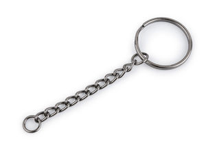 Premium Metal Split Key Ring with Link Chain and Jump Ring, 25mm - Durable DIY Hardware for Keychains and Handbag Accents