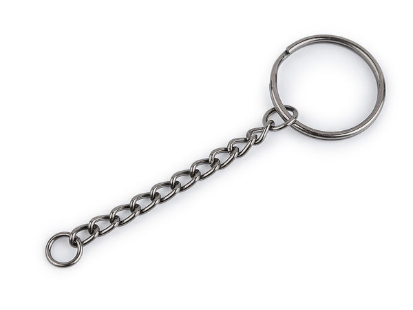 Premium Metal Split Key Ring with Link Chain and Jump Ring, 25mm - Durable DIY Hardware for Keychains and Handbag Accents