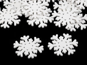 Premium White Painted Wooden Snowflake Cut-Outs - Christmas Holiday Table Decor & Scrapbooking Crafts