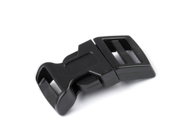 15mm Curved Side Release Buckle with Strap Adjuster (Black) | Premium Plastic Buckle for Dog Collars, Backpacks & Outdoor Gear