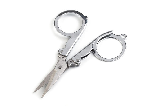 Compact 10cm Folding Travel Scissors with Keyring Loop - Premium Nickel Finish