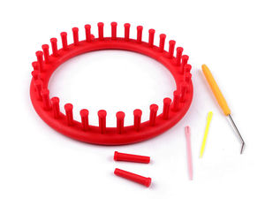 Premium 19cm Round Knitting Loom Set for Hats, Scarves & Shawls - Beginner-Friendly Circular Loom Kit (Red)