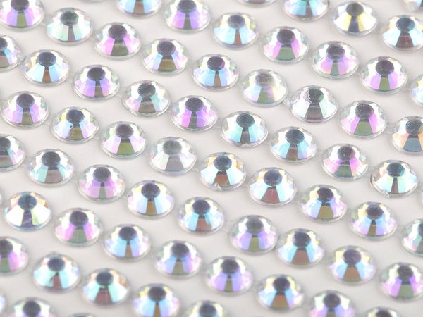Self-Adhesive Rhinestone Crystal Sticker Sheet - Crystal AB Effect, 6mm (504 Pieces)