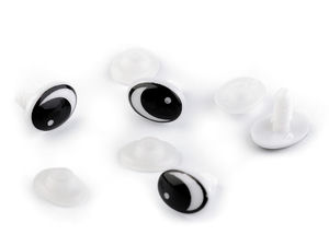 Black Oval Plastic Safety Eyes with Washers for DIY Dolls and Plush Toys - 11x15 mm