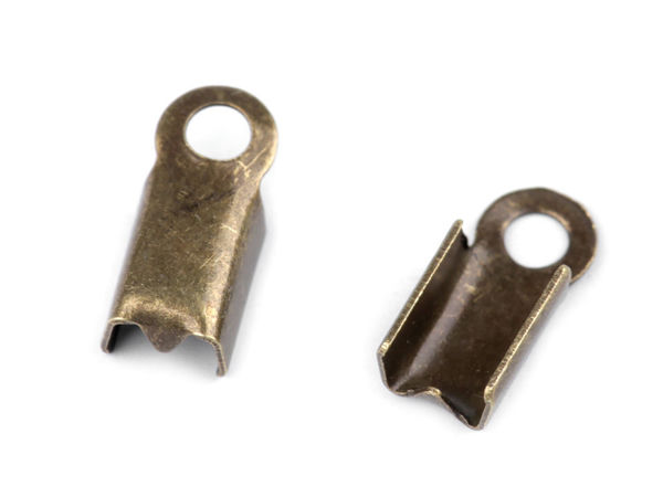 Premium Flat Foldover Cord Ends with Inner Prong (4mm) - Jewelry Making Crimp End Caps for Leather & String