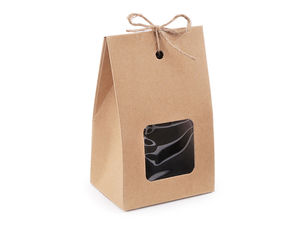 Natural Brown Paper Gift Bag with Display Window and Jute Twine - Premium Kraft Packaging for Candles, Cosmetics, and DIY Crafts