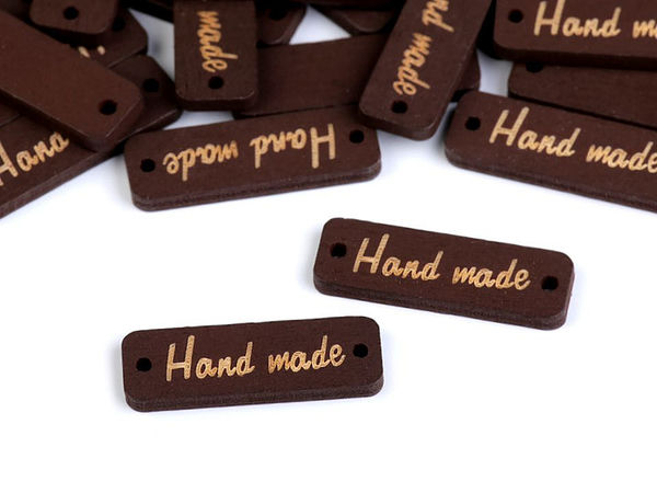 Handmade Wooden Craft Tags (10x30mm) - Rectangular Sew-On Labels with Side Holes for Clothing, Bags, Jewelry Making & Scrapbooking