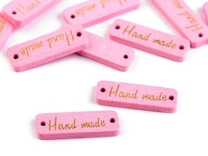 Handmade Wooden Craft Tags (10x30mm) - Rectangular Sew-On Labels with Side Holes for Clothing, Bags, Jewelry Making & Scrapbooking