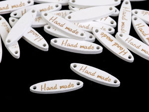 Oval Wooden Hand Made Tags (6x27mm) with Side Holes - Premium Craft Labels for Bags, Knitting, Scrapbooking, and DIY Projects