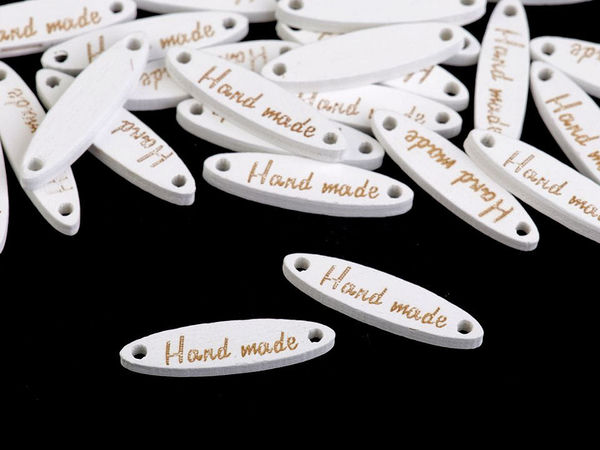 Oval Wooden Hand Made Tags (6x27mm) with Side Holes - Premium Craft Labels for Bags, Knitting, Scrapbooking, and DIY Projects