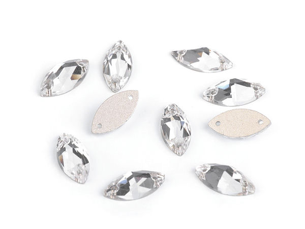 Premium Crystal Sew-On Navette Rhinestones - Marquise Glass Gems for Jewelry Making & Garment Decoration