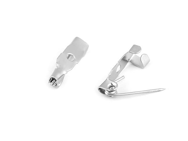 Platinum Brooch Pin Backs (5x15mm, 10-Pack) – Premium Metal Brooch Findings with 1 Attachment Hole for Jewellery Making and DIY Crafts