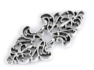 Nickel-Plated Filigree Cloak Clasp - Decorative Two-Piece Fastener for Capes, Belts, and Purses