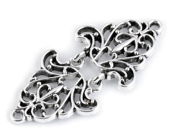 Nickel-Plated Filigree Cloak Clasp - Decorative Two-Piece Fastener for Capes, Belts, and Purses