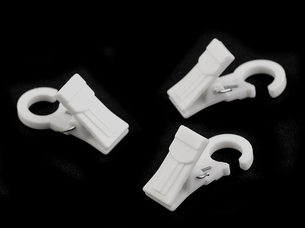 Premium Plastic Curtain Clips with Integrated Hanging Hooks - Multipurpose Clamps for Drapes, Tapestries, and Artwork