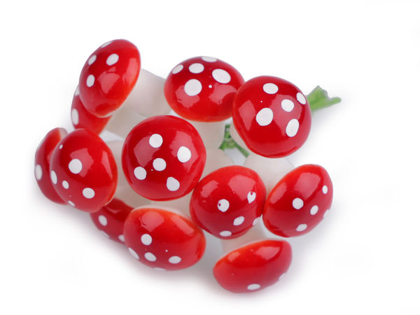 Premium Artificial Red Toadstool Picks - Decorative Fly Agaric Mushroom Stems for Wreaths and Autumn Crafting