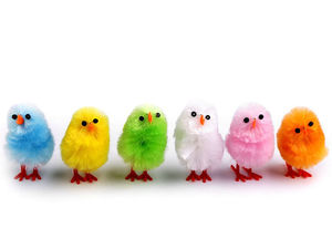 Miniature Easter Chicks with Poseable Wings - Colorful Spring Decoration & Craft Chicks (2.5 x 4 cm, Assorted Pack)