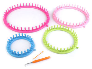Circular Knitting Loom Set for Hats, Scarves, and Shawls – 4-Piece Round Knitting Board Kit with Hook and Needle