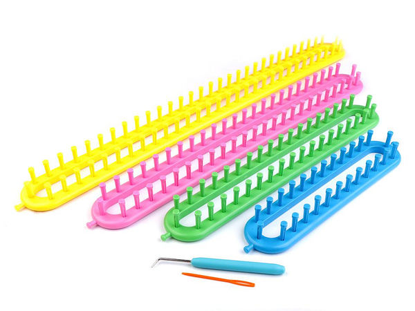 Straight Knitting Loom Set (4 Sizes) with Loom Hook and Needle - Premium Long Knitting Board for Scarves, Shawls, Hats, and Blankets