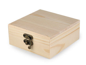 Premium Unfinished Wooden Craft Box with Hinges (10.5 x 10.5 cm) - DIY Customizing, Storage, and Gift Organizer