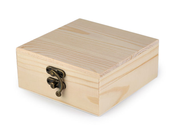 Premium Unfinished Wooden Craft Box with Hinges (10.5 x 10.5 cm) - DIY Customizing, Storage, and Gift Organizer