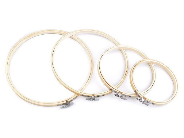 Premium Bamboo Embroidery Hoop Set with Metal Adjustment Screw - Natural Light Wood Frames for Cross Stitch, Needlepoint & DIY Crafting
