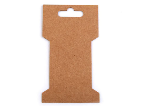 Natural Brown Paper Card Packaging Bobbin Spool (6.6 x 11.5 cm) – Hanging Display Cards for Ribbons, Laces & Trims