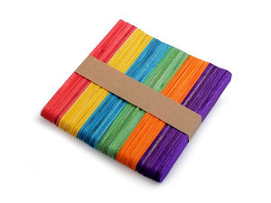 Multicolor Wooden Crafting Sticks (1 x 11.4 cm) – Premium Colorful Wood Spatulas for DIY Projects, 3D Crafts, and Kids' Activities
