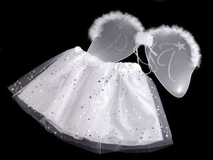 Kids White Angel Costume Set - Reinforced Wings and Tulle Skirt for Halloween, Carnivals & Theme Parties