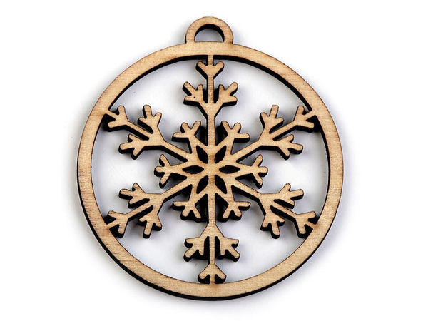 Premium Ivory Wooden Hanging Cut Outs - Snowflake & Tree Ornaments for Crafts & Holiday Decor (45mm)