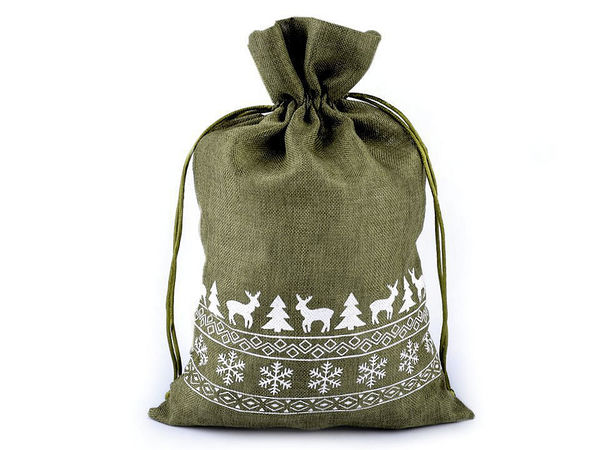 Premium Jute Christmas Gift Bag with Satin Accents (20x30 cm)