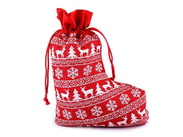 Festive Jute-Style Christmas Stocking and Drawstring Gift Bag (20 x 27 cm)
