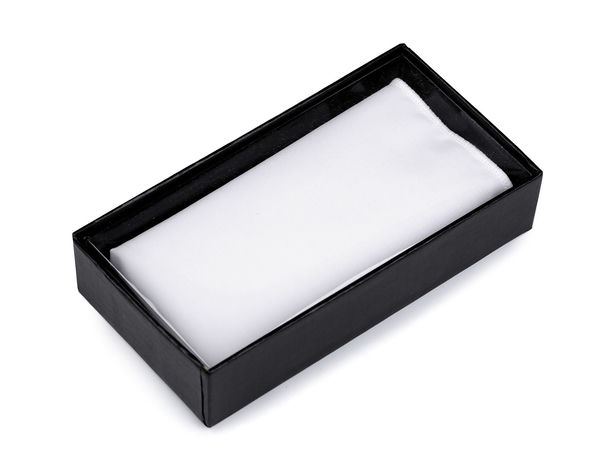 Premium White Cotton Pocket Square – Classic Handkerchief with Transparent Presentation Gift Box