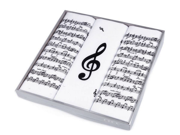 Premium Men's Handkerchief Gift Set - Elegant Chess and Music Notes (3-Pack)