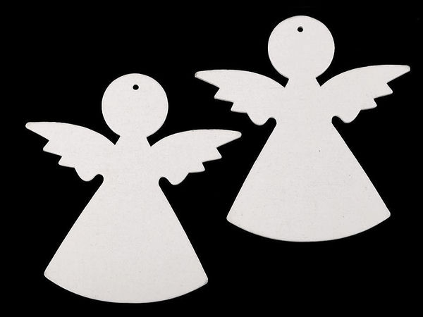 Premium White Wooden Angel Cut-Out Ornament - 9.5 x 10 cm DIY Craft Decoration