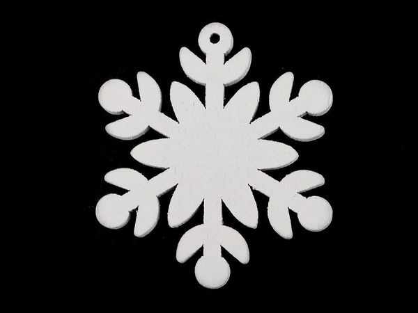 White Wooden Christmas Cut-Out Hanging Ornaments for Holiday Crafts and Decor
