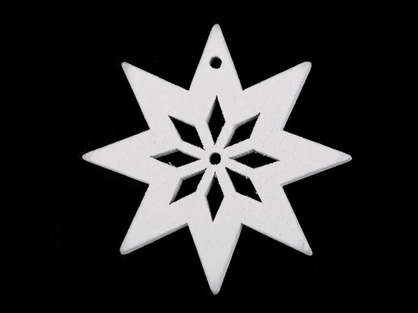 White Wooden Christmas Cut-Out Hanging Ornaments for Holiday Crafts and Decor