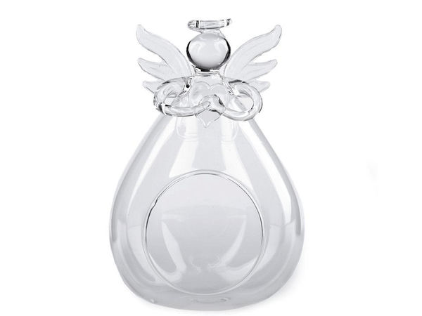 Elegant Glass Angel Aerarium & Hanging Terrarium Ornament (8x12 cm) - Versatile Decorative Figurine