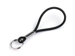 Black Elastic Lanyard Cord with Split Ring (65mm) – Premium Charm and Pendant Attachment for Handbags, Backpacks, and Zippers