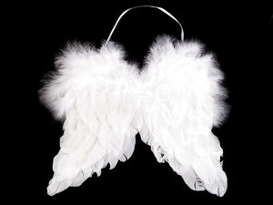 Premium White Feather Angel Wings Hanging Ornament (21x25 cm) - Elegant Christmas Tree & Festive Holiday Decoration