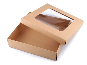 Square Paper Gift Box with Clear Display Window, Easy Fold Assembly