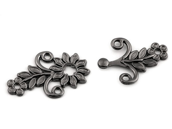 Floral Motif Metal Decorative Clasp Fastener - Elegant Two-Piece Clasp for Sweaters, Jackets, Handbags, and Waist Adjustment