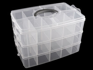 Premium 3-Tier Stackable Craft Storage Box - Clear Organizer with Adjustable Dividers & Carrying Handle