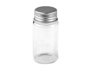 Premium Mini Glass Storage Bottle with Metal Screw Cap, 50ml (37x70mm) - Multipurpose Craft Jar & Travel Vial