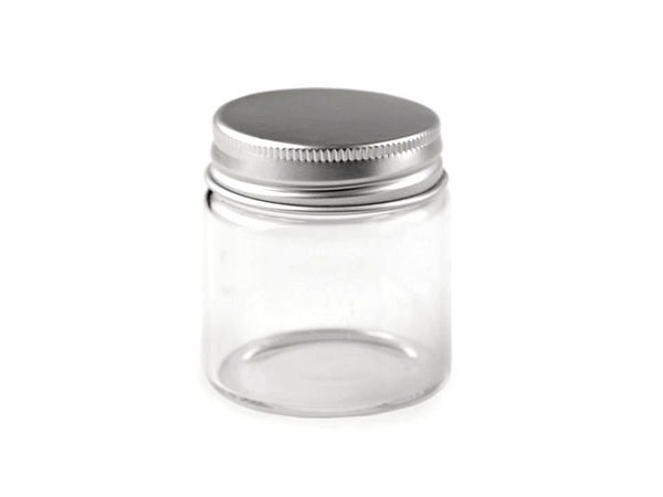 Premium Clear Glass Storage Jar with Secure Metal Screw Lid (50ml, 47x50mm)
