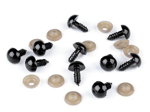 Premium 12mm Black Plastic Safety Eyes with Washers for DIY Doll and Plush Toy Making