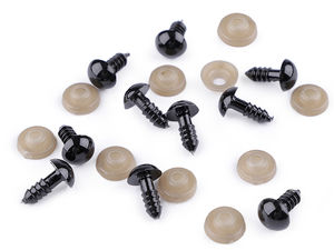 Solid Black Plastic Safety Eyes with Washers (10mm) for DIY Dolls, Amigurumi, and Soft Toys