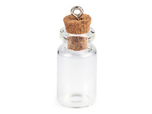 Mini Glass Vial Pendant Wishing Bottle with Cork Stopper (13x30mm) - Transparent Small Glass Jar for Jewelry Making and DIY Crafts