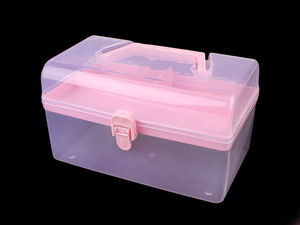 Multi-Compartment Transparent Craft Storage Box & Organizer Case with Detachable Tray