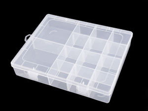 Transparent Plastic Organizer Box with Adjustable Dividers - Multi-Compartment Storage Case for Crafts, Beads, and Small Parts (4 x 17 x 21 cm)
